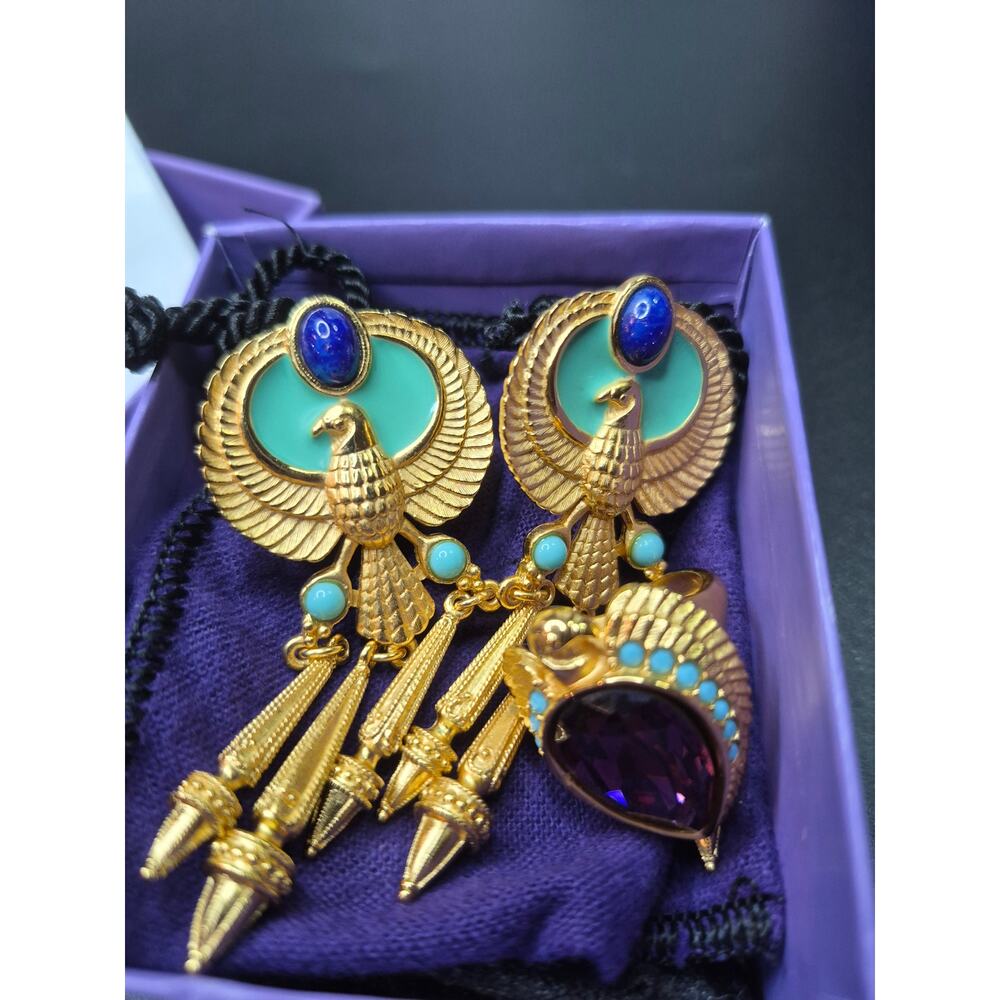 Elizabeth Taylor for Avon Egyptian Revival Phoenix Earrings and Ring - Picture 3 of 11